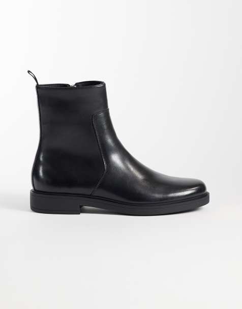 ASOS DESIGN Stiefel mit Reißverschluss und Nahtdetail in Schwarz - view 1
