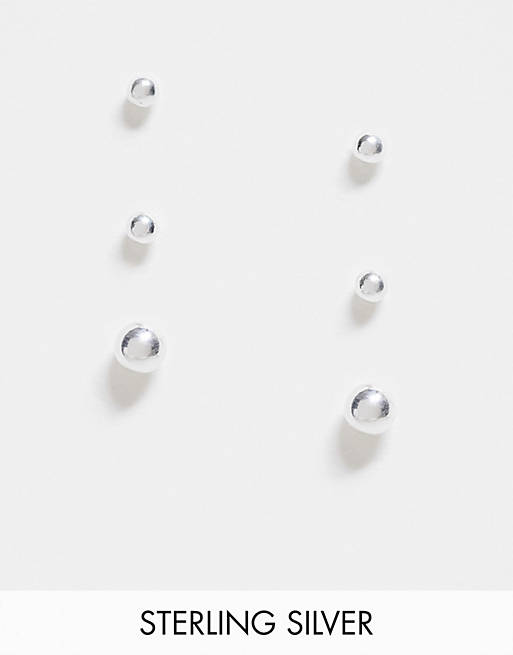 ASOS DESIGN – Stiftörhängen i sterlingsilver med graderade storlekar i 3-pack