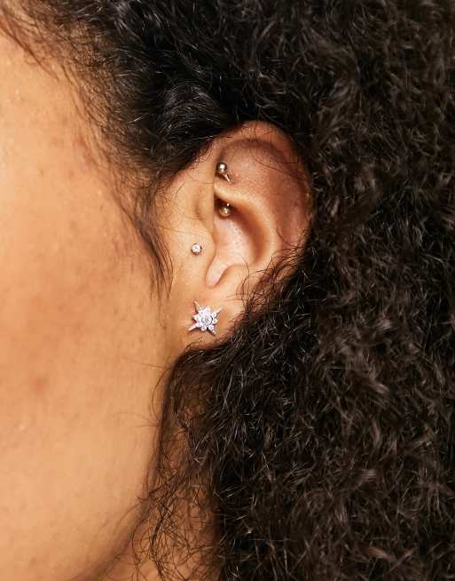 ASOS DESIGN – Stiftörhängen i sterlingsilver med kristallstjärna och måne, 3 av 4