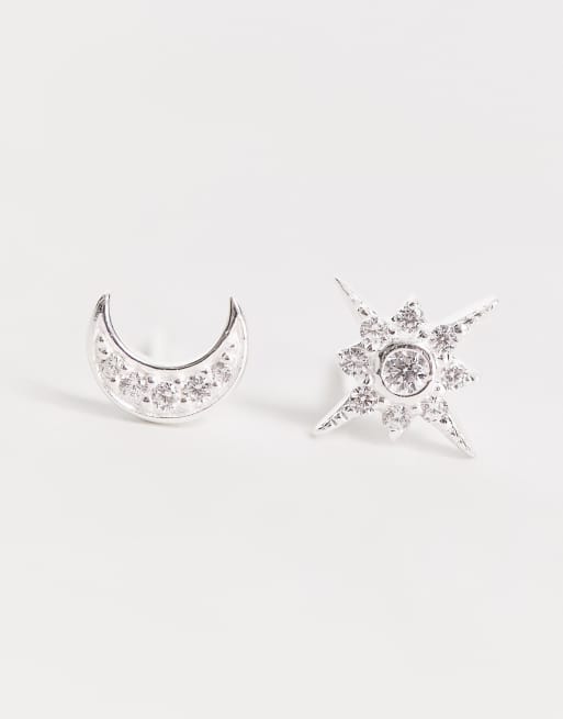 ASOS DESIGN – Stiftörhängen i sterlingsilver med kristallstjärna och måne, 4 av 4