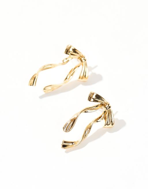 ASOS DESIGN – Stiftörhängen med 14K guldplätering och rosett, 2 av 4