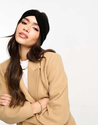 ASOS DESIGN - Stirnband aus Strukturstrick in Schwarz
