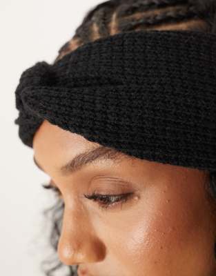 ASOS DESIGN - Stirnband aus Strukturstrick in Schwarz