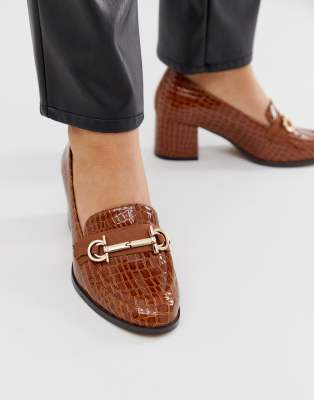 asos design stirrup heeled loafers