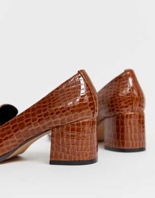 asos design stirrup heeled loafers