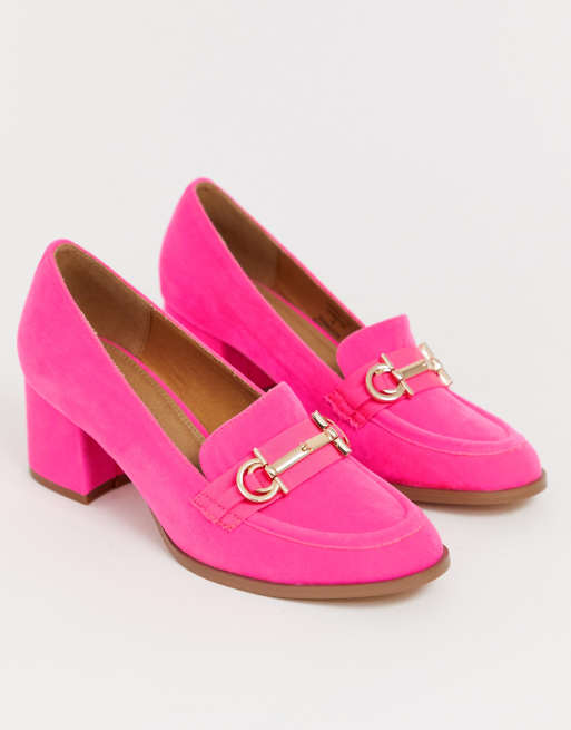 Pink deals heeled loafers