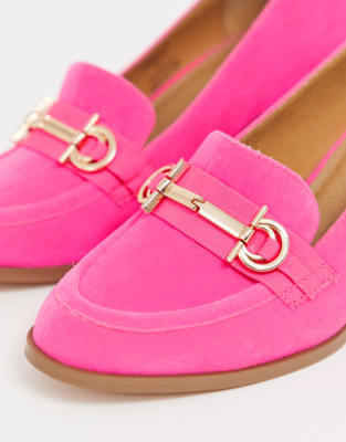 pink heeled loafers