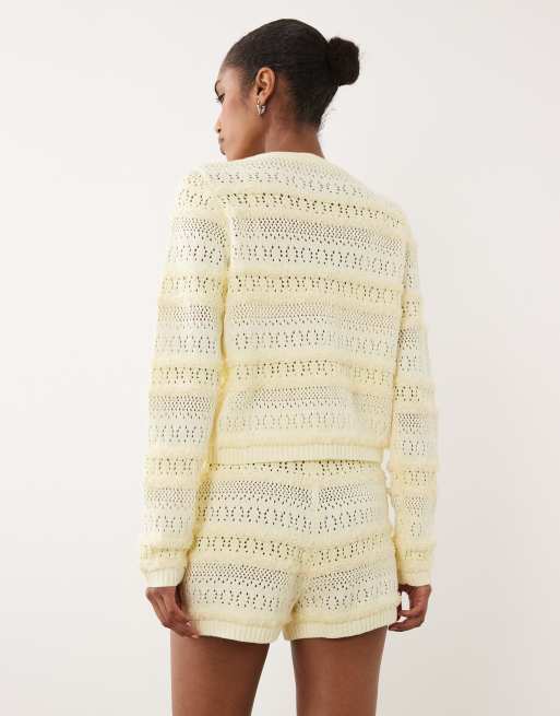 ASOS DESIGN stitch short co-ord in yellow, 3 of 5