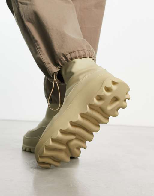 ASOS DESIGN Stivaletti a calza beige in neoprene con suola spessa e zip