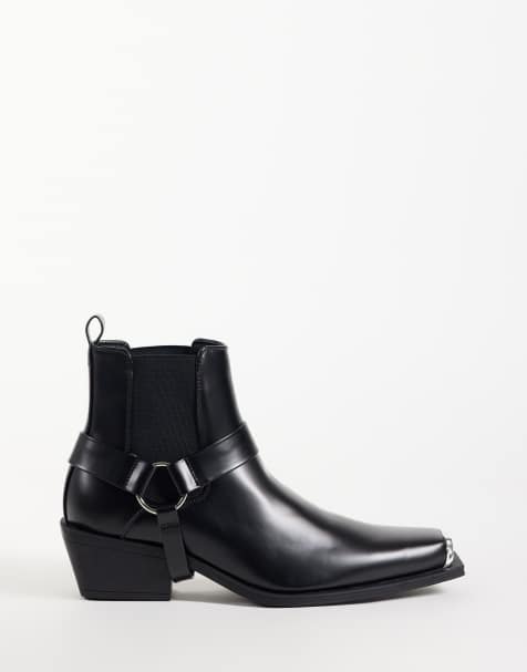 ASOS DESIGN stivaletti Chelsea con tacco cubano e cinturino rimovibile neri - view 1