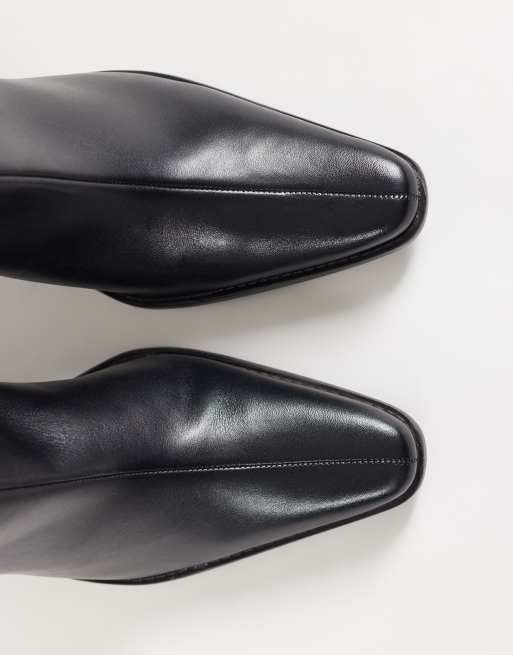 ASOS DESIGN stivaletti Chelsea con tacco e suola in nero pelle, 3 di 4