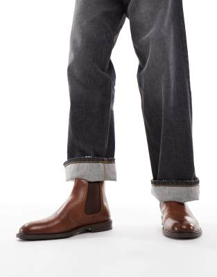 ASOS DESIGN - Stivaletti Chelsea in pelle color cuoio - view 1