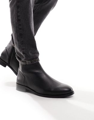 ASOS DESIGN chelsea boot in black leather - ASOS Price Checker