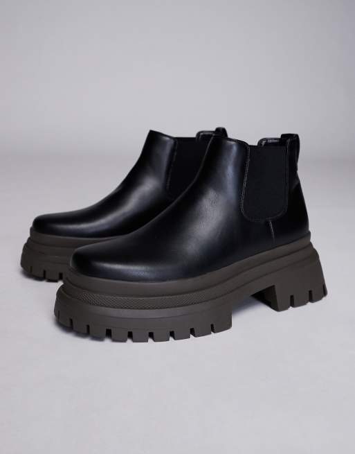 ASOS DESIGN - Stivaletti Chelsea neri con suola spessa a contrasto, 2 di 4