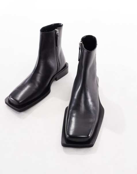 ASOS DESIGN - Stivaletti Chelsea neri in pelle lucida con suola angolare - view 1