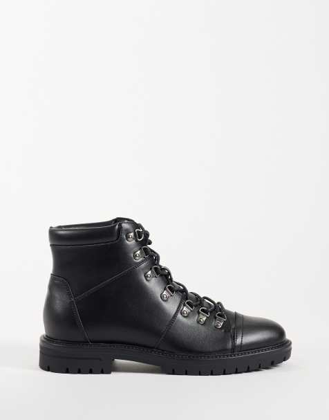ASOS DESIGN stivaletti da trekking stringati con suola carrarmato neri - view 1
