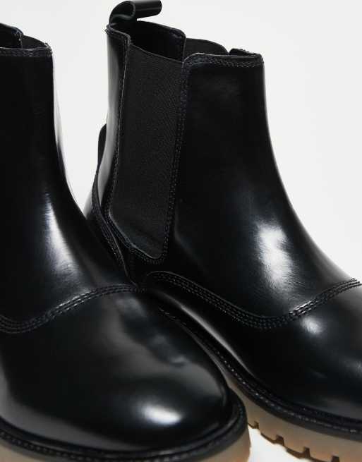 ASOS DESIGN - Stivaletti in pelle nera verniciata con suola in gomma, 2 di 3