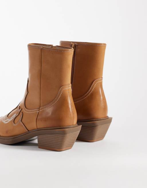 ASOS DESIGN - Stivaletti stile western color cuoio con tacco cubano, 4 di 4