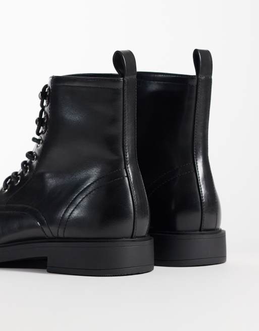 ASOS DESIGN stivaletti stringati con ganci da sci neri, 3 di 4