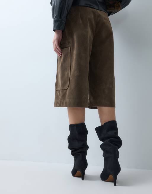 ASOS DESIGN stivali al ginocchio slouch con tacco a cono Contessa in suedette nera, 4 di 5