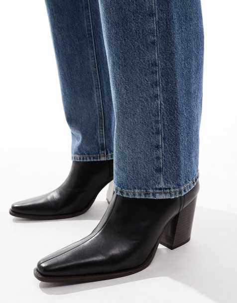 ASOS DESIGN - Stivali Chelsea con tacco in pelle nera con suola naturale - view 1