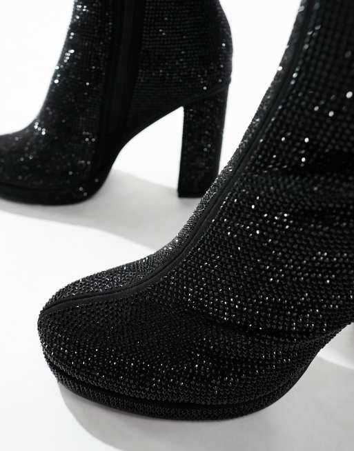 ASOS DESIGN - Stivali con tacco e plateau in pelle sintetica neri, 2 di 4