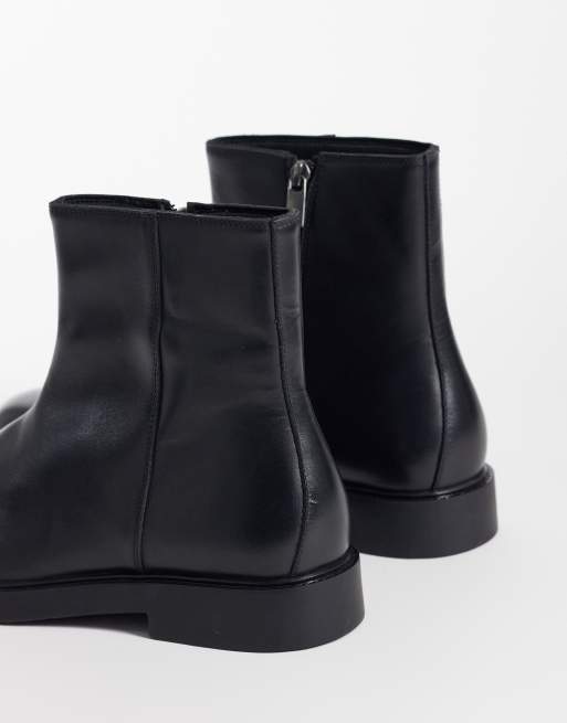 ASOS DESIGN - Stivali con zip in pelle neri, 4 di 4