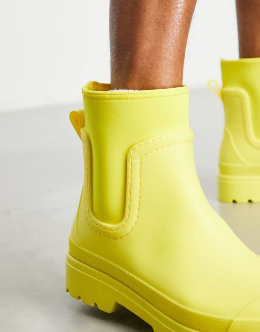 ASOS DESIGN Stivali da pioggia Chelsea con dettaglio in tessuto scuba gialli