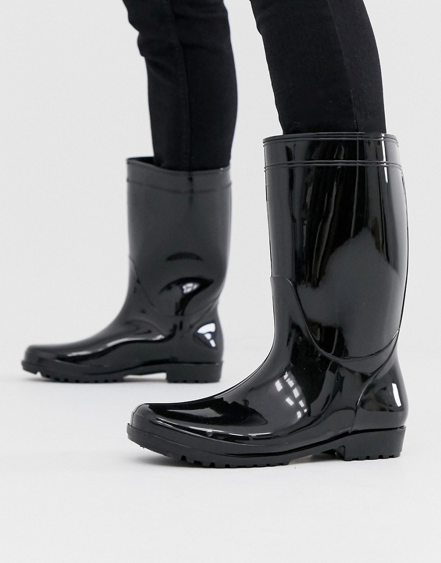 ASOS DESIGN - Stivali da pioggia nero verniciato