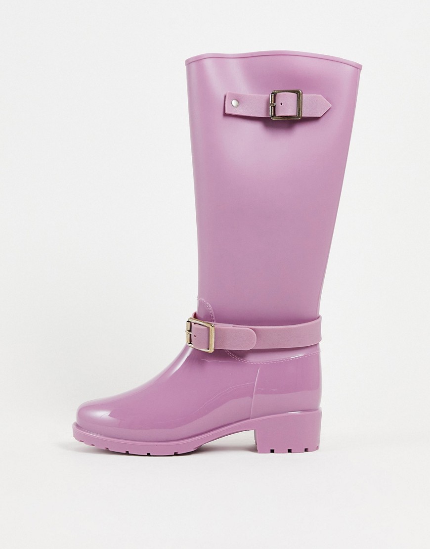 Stivali da pioggia stile equitazione lucidi, color malva-Viola - ASOS DESIGN stivali donna Viola