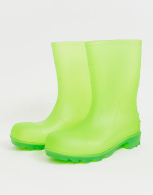 ASOS DESIGN - Stivali da pioggia trasparenti fluo