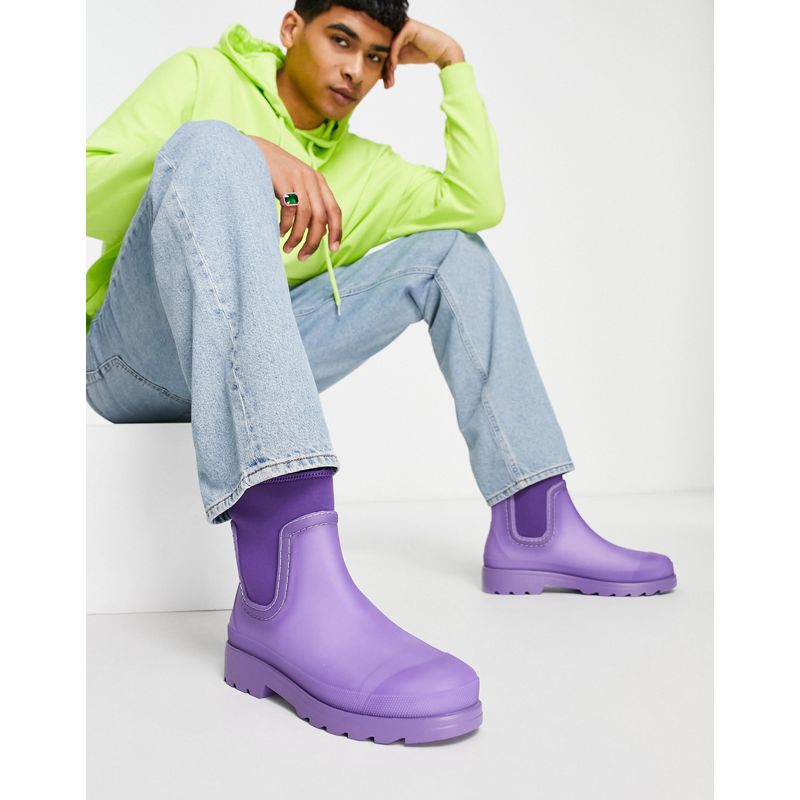 Uomo Scarpe, Stivali e Sneakers DESIGN - Stivali da pioggia viola con dettaglio in tessuto scuba