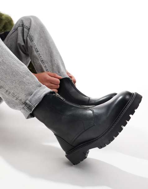 ASOS DESIGN - Stivali neri in pelle con zip - view 1