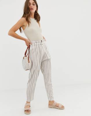 ASOS DESIGN - Stoere smaltoelopende gestreepte linnen broek met touwriem |  ASOS