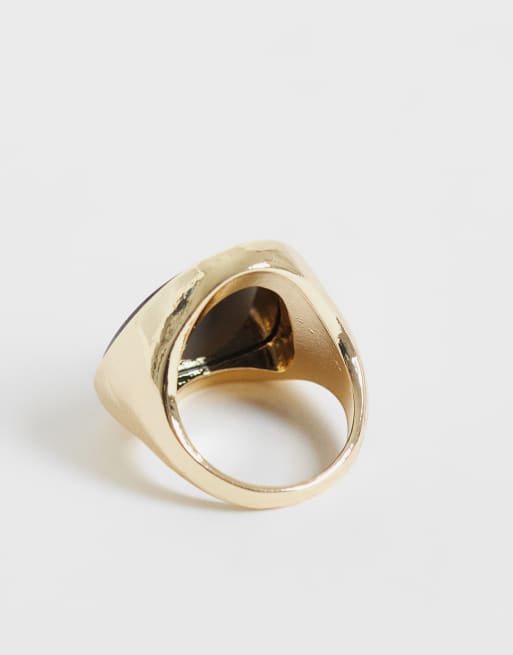 ASOS DESIGN - Stor guldfarvet ring med indfattet sort sten, 3 af 3