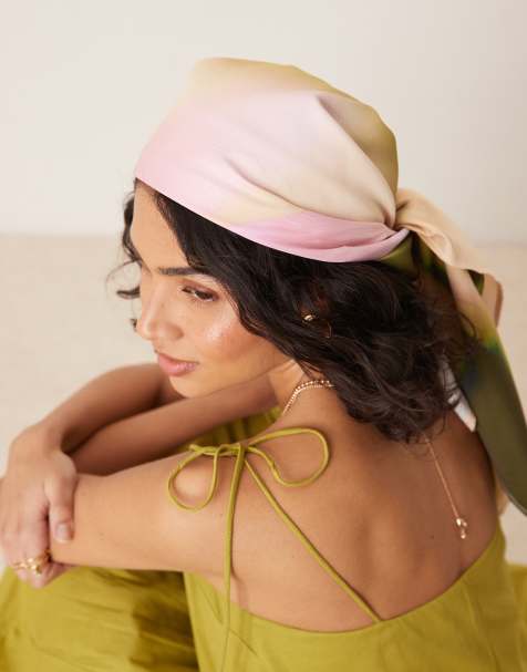 ASOS DESIGN – Stor huvudscarf med fotografiskt blomtryck - view 1