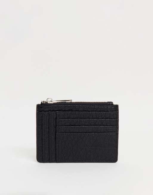 ASOS DESIGN - Stor kortholder i kornet sort PU