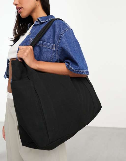 ASOS DESIGN - Stor og kraftig tote i sort kanvas, 3 af 4