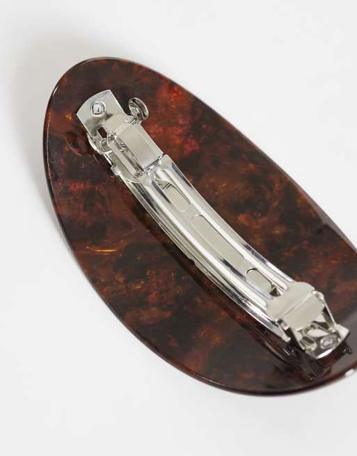 ASOS DESIGN stor oval hårspænde med tortoiseshell-look, 2 af 3