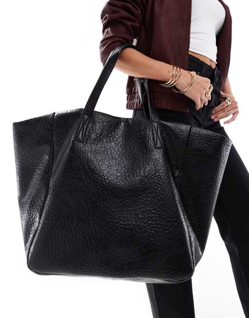 ASOS DESIGN - Stor tote-taske med tekstur i sort, 2 af 4