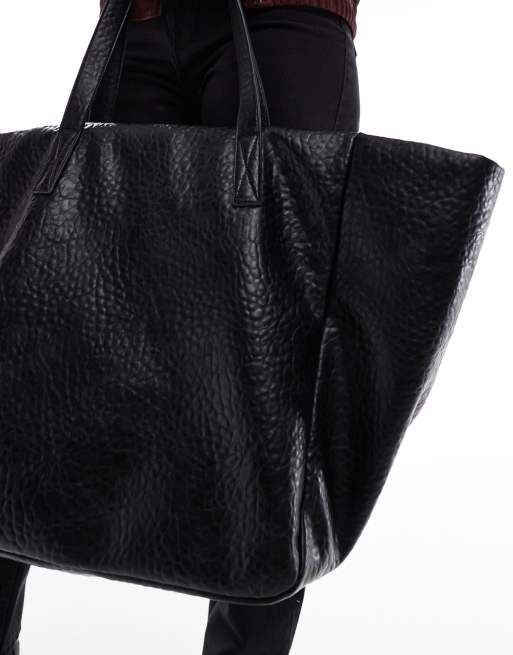 ASOS DESIGN - Stor tote-taske med tekstur i sort, 3 af 4