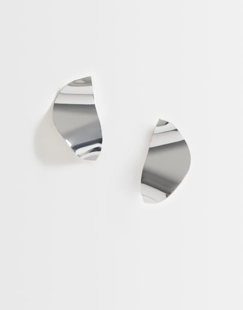 ASOS DESIGN store abstrakte øreringe i sølvlook - view 1