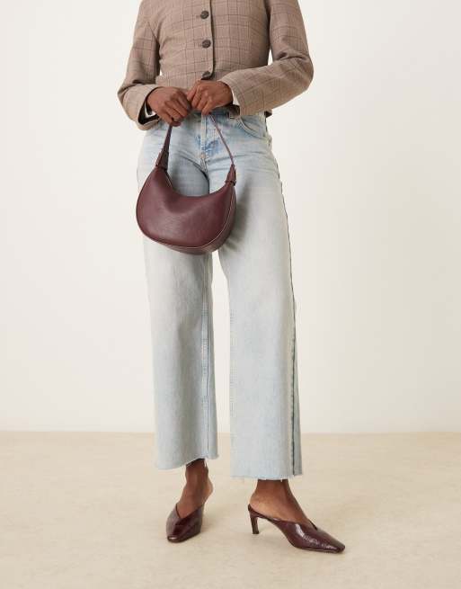 ASOS DESIGN - Storm - Bordeauxrøde mules med mellemhøj hæl og smal tå samt krokodillelook, 2 af 4