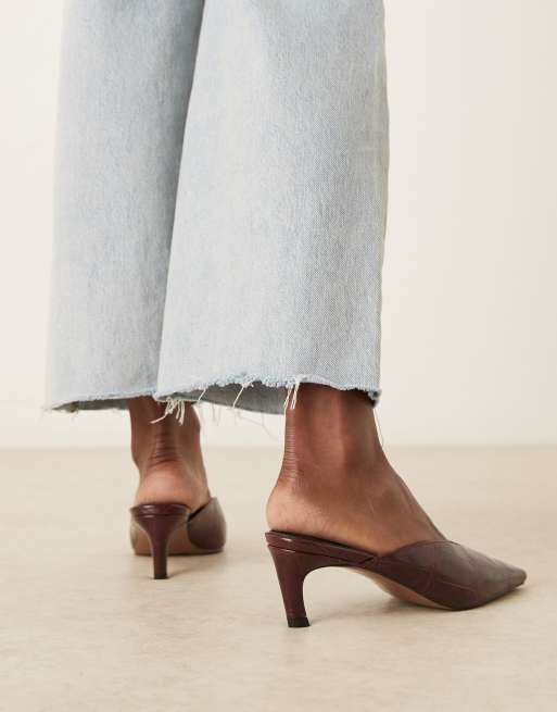 ASOS DESIGN - Storm - Bordeauxrøde mules med mellemhøj hæl og smal tå samt krokodillelook, 4 af 4