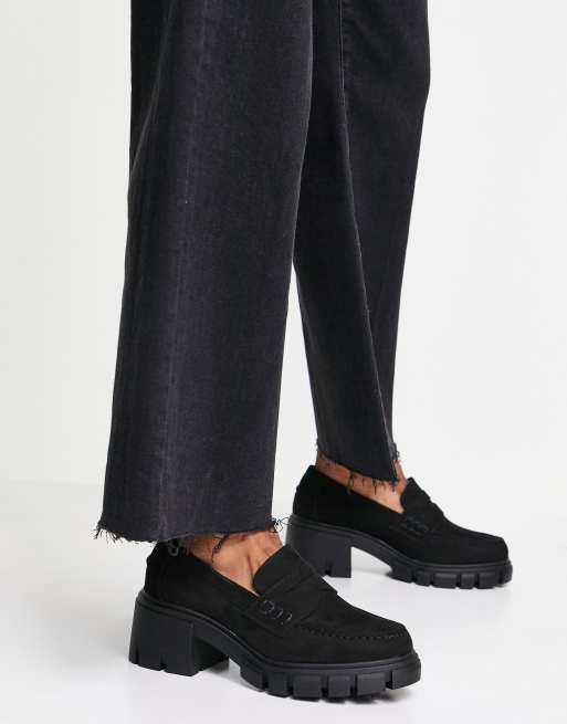 ASOS DESIGN Storm Klobige Loafer mit mittelhohem Absatz in Schwarz