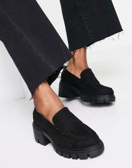 ASOS DESIGN - Storm - Loafers met middelhoge hak en dikke zool in zwart, 3 van 4