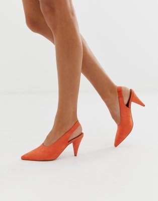 orange mid heels