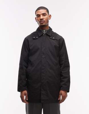 ASOS DESIGN stormMAX™ relaxed water resistant trench coat in black