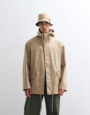 ASOS DESIGN stormMAX  water repellent parka in stone