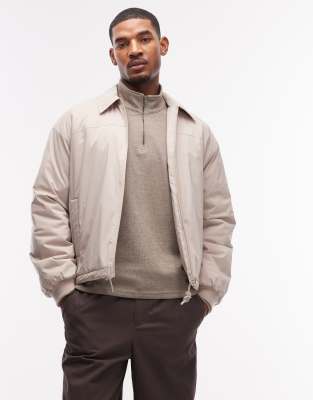 Asos Design Stormmax Water Resistant Harrington Coat In Gray